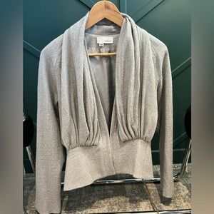 Killion Gray Blazer Jacket Attached Scarf Wool XS